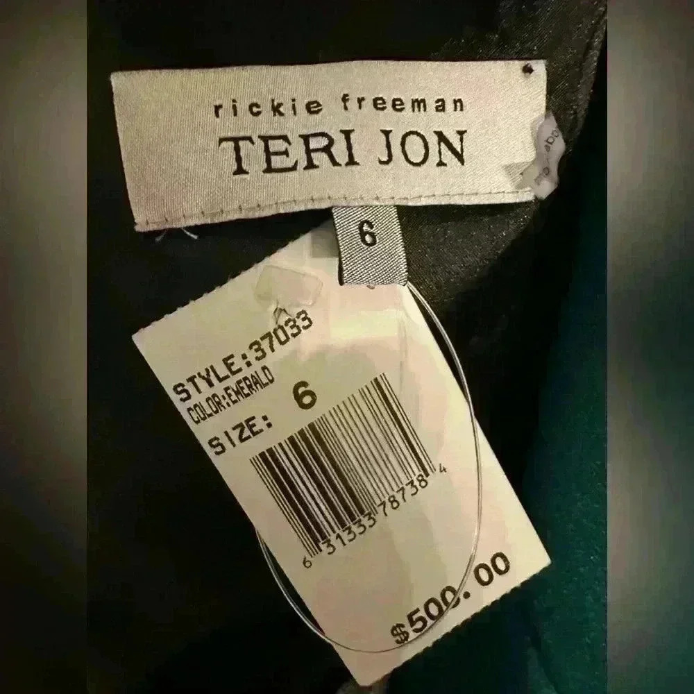Teri Jon Rickie Freeman Green & Black Stretch Ruched Cocktail Dress NWT 6 - Picture 11 of 12